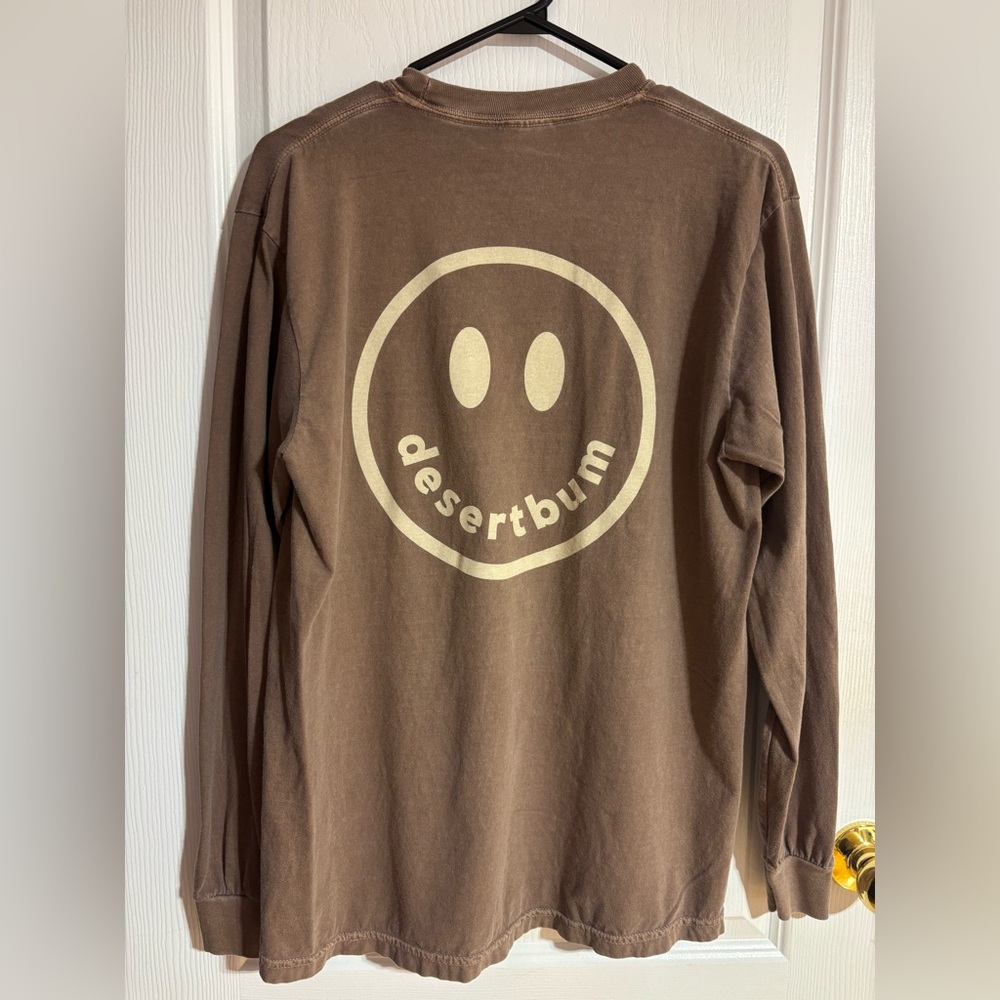 Uptown Hippie Desert Bum Smile Cotton Soft Long Sleeve Brown Top Size Medium - Picture 4 of 8